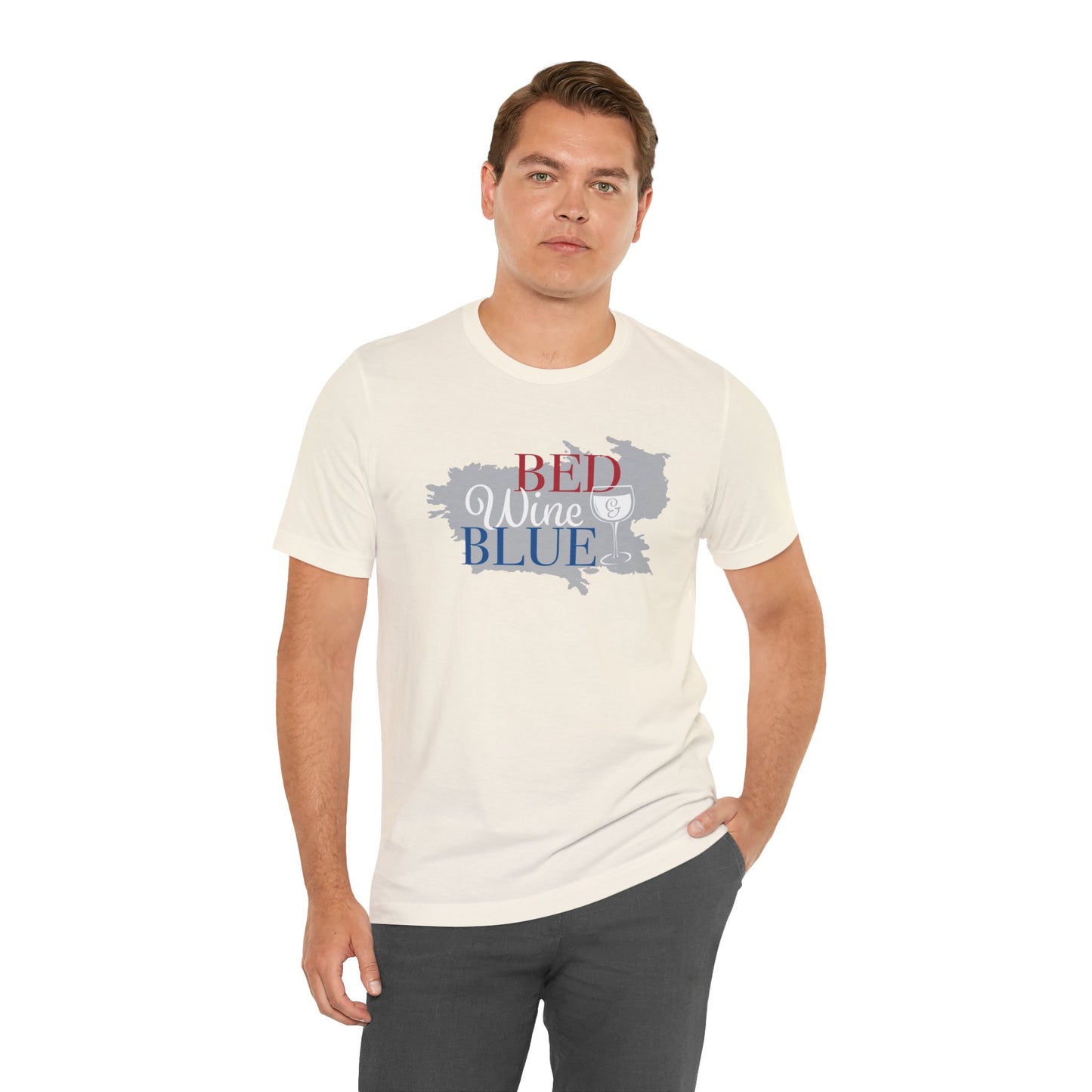 Bed Wine & Blue Unisex Jersey Short Sleeve Tee