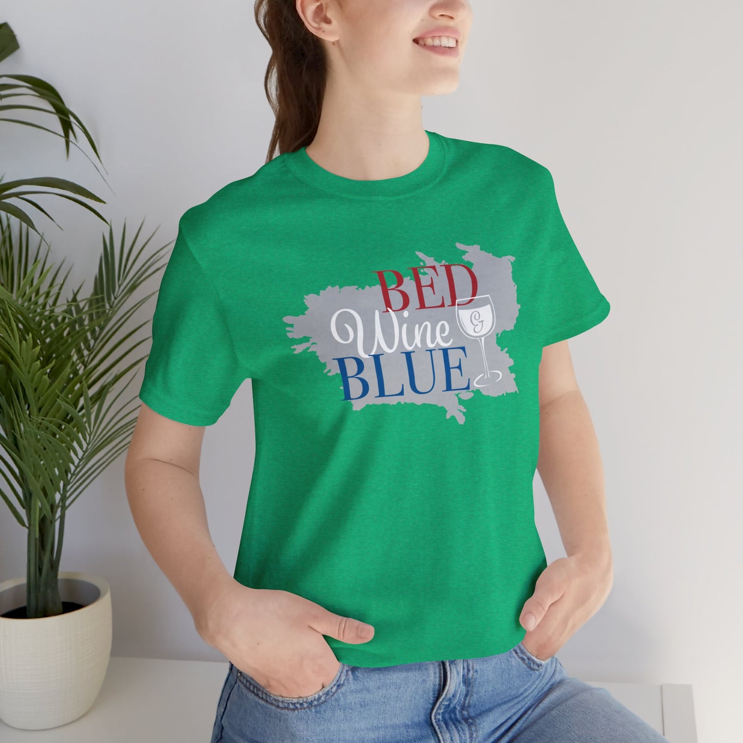 Bed Wine & Blue Unisex Jersey Short Sleeve Tee