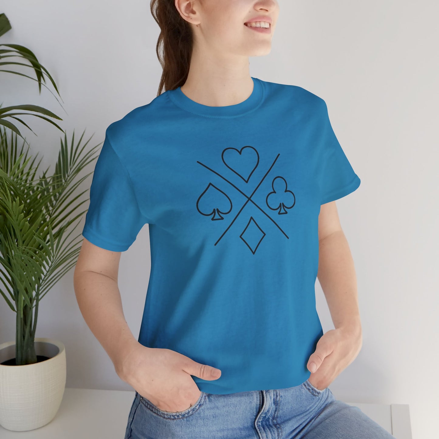 Poker/ Hearts, Spades, Clubs, Diamonds Unisex Jersey Short Sleeve Tee