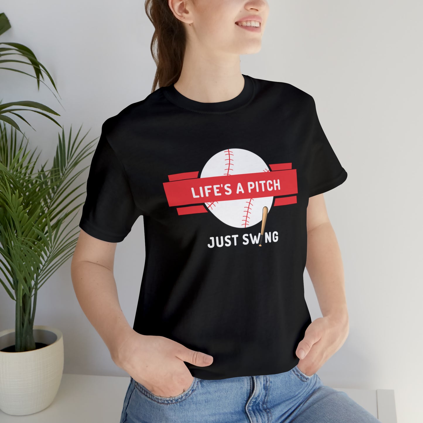 Life's A Pitch Just Swing Unisex Jersey Short Sleeve Tee