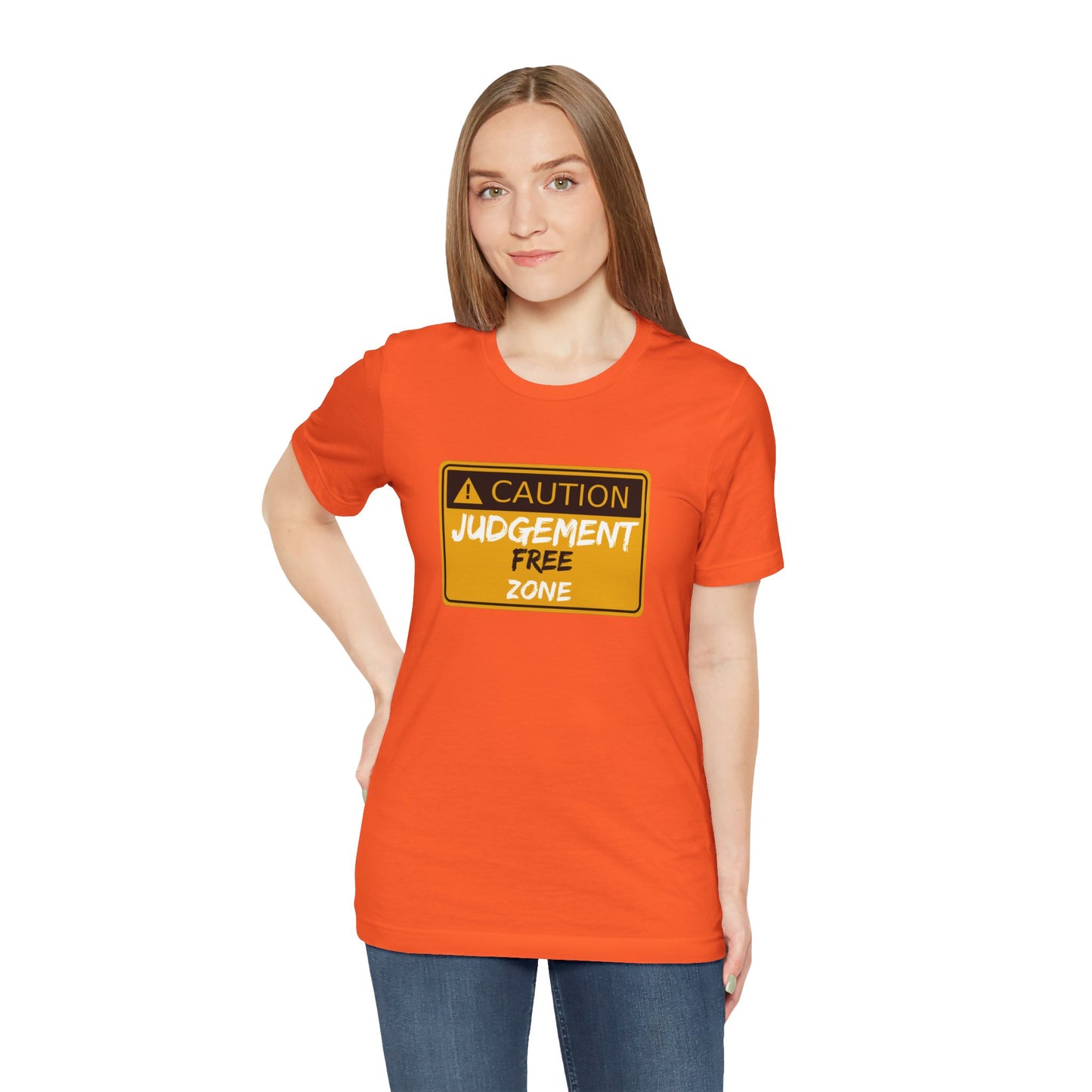 Caution Judgement Free Zone Unisex Jersey Short Sleeve Tee