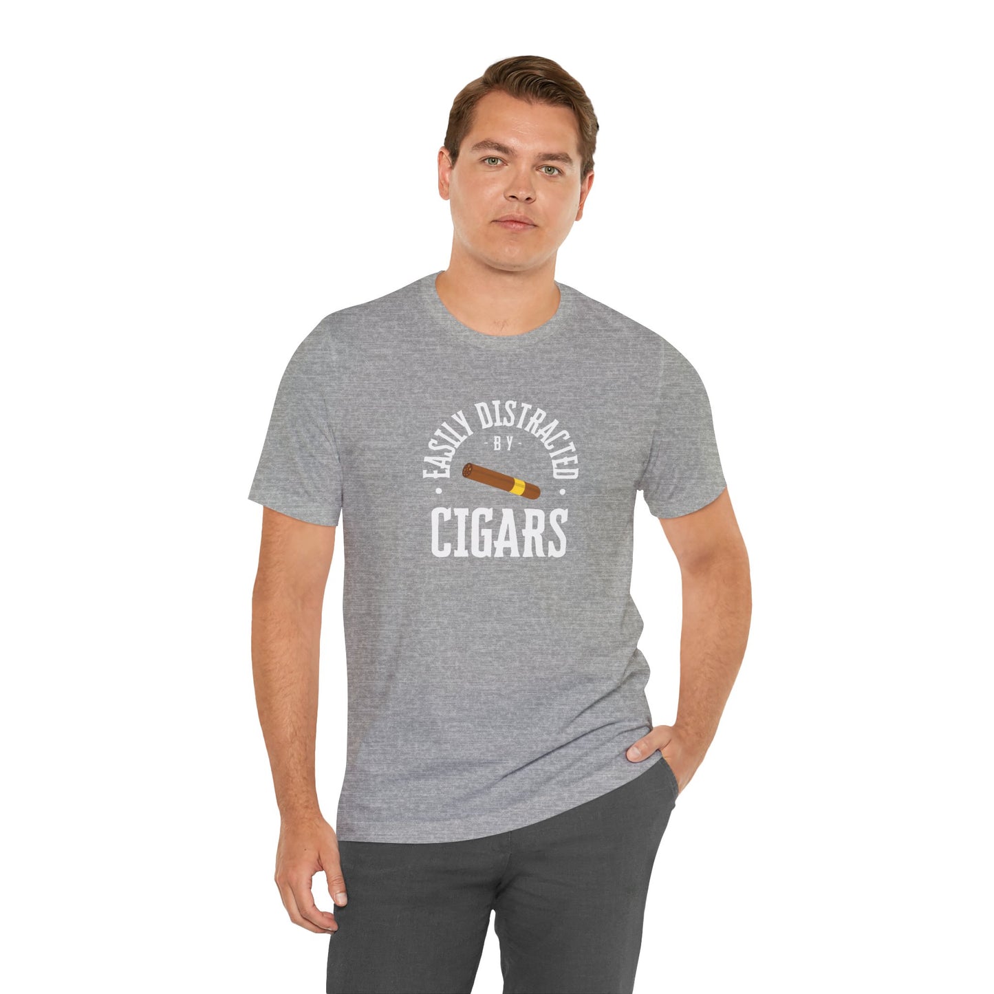 Cigar/ Easily Distracted By Cigars Unisex Jersey Short Sleeve Tee