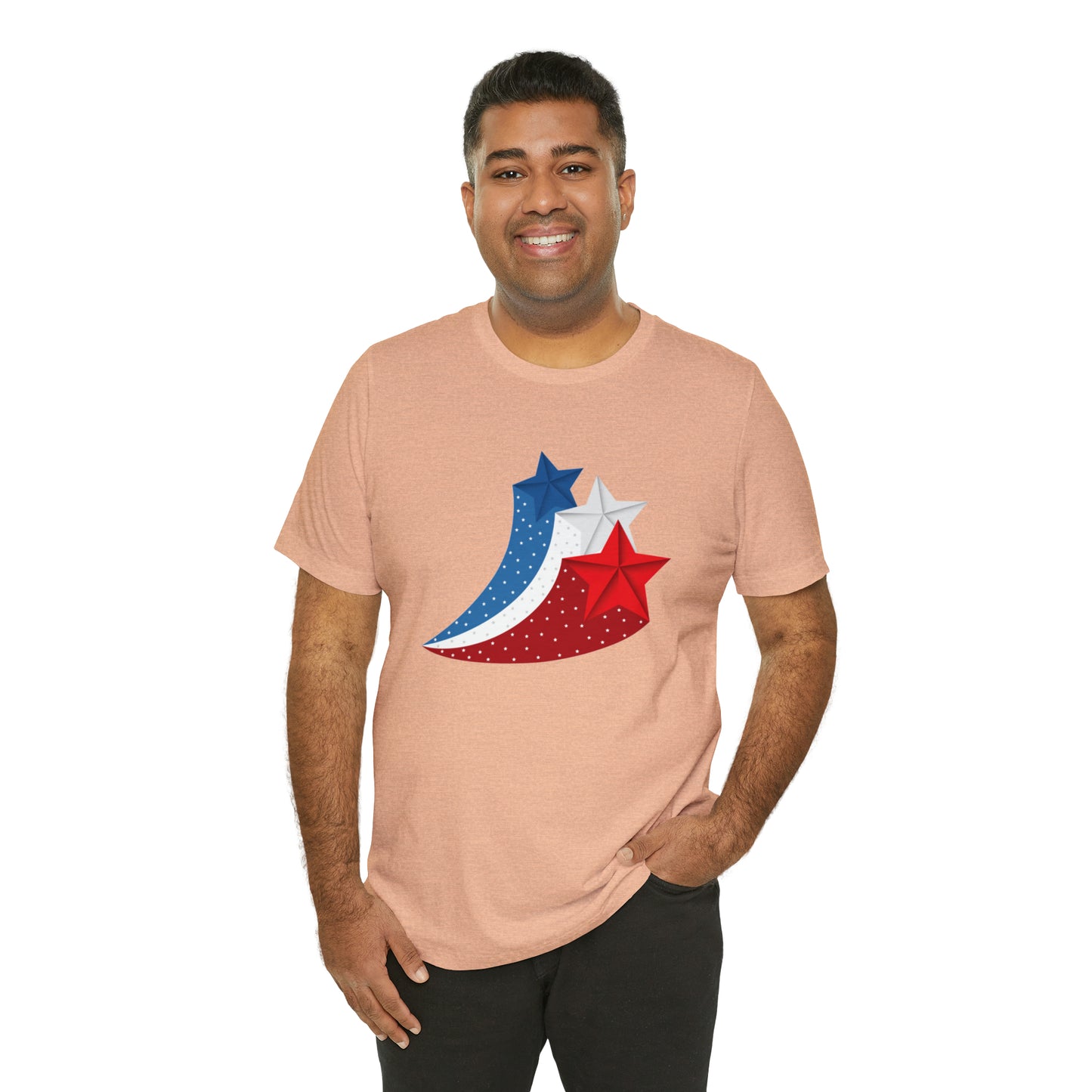 Red White Blue Stars Unisex Jersey Short Sleeve Tee