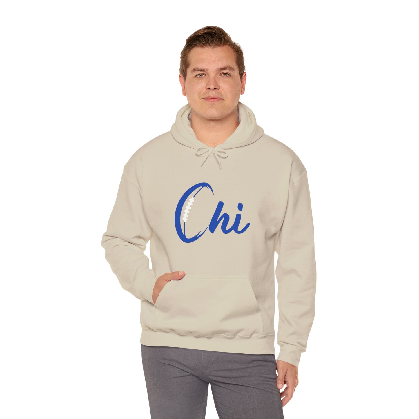 Chi Football/ Blue Unisex Heavy Blend™ Hooded Sweatshirt