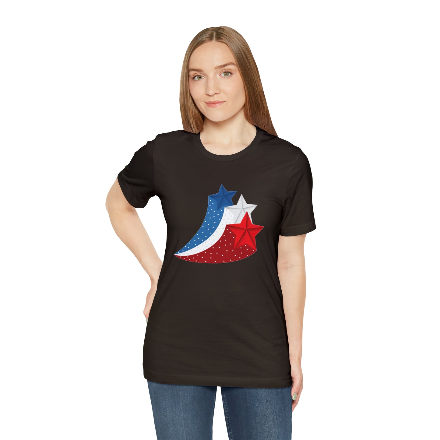 Red White Blue Stars Unisex Jersey Short Sleeve Tee