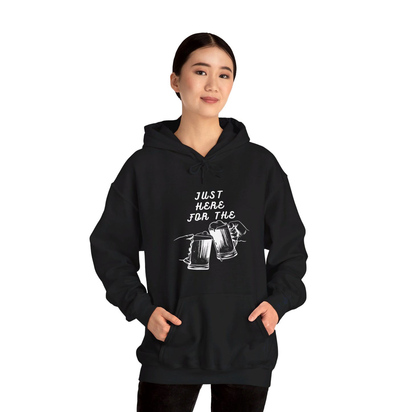 Just Here For The Beer /Black Unisex Heavy Blend™ Hooded Sweatshirt