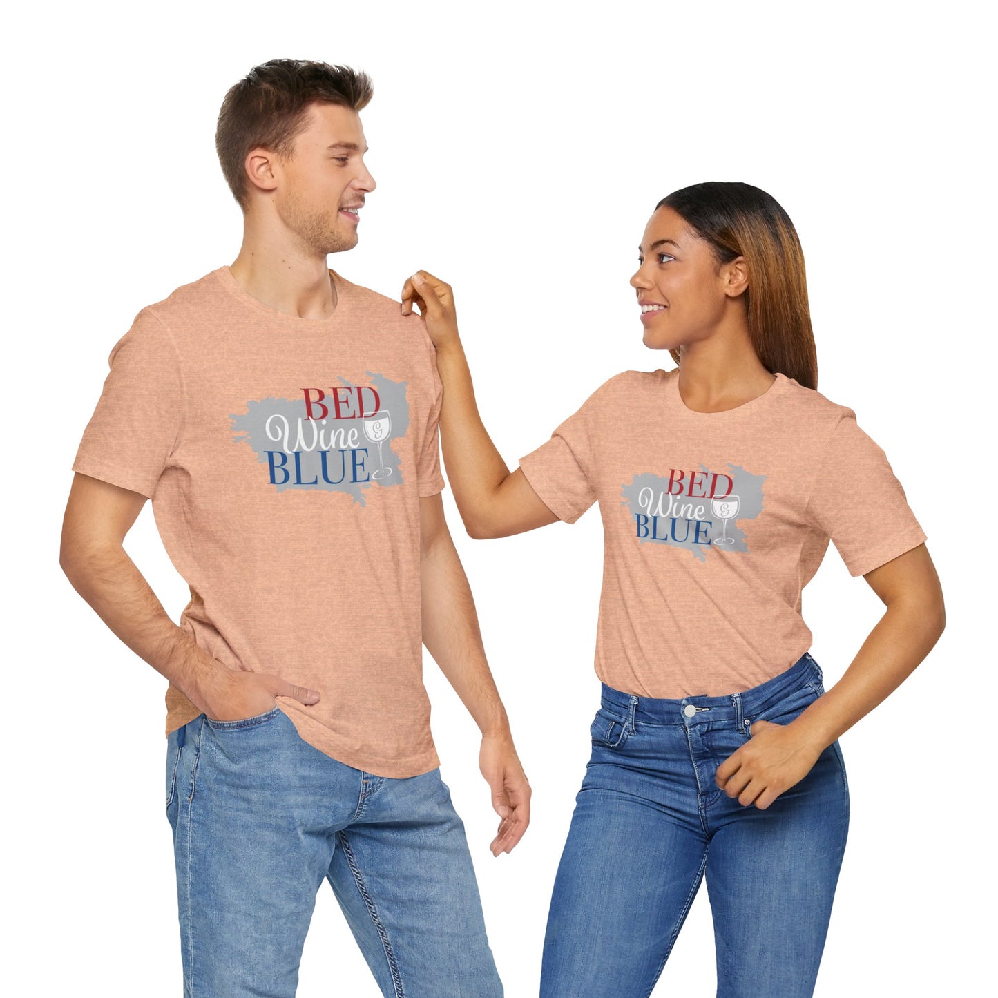 Bed Wine & Blue Unisex Jersey Short Sleeve Tee