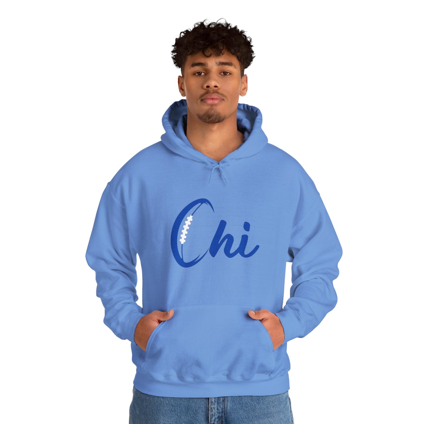 Chi Football/ Blue Unisex Heavy Blend™ Hooded Sweatshirt