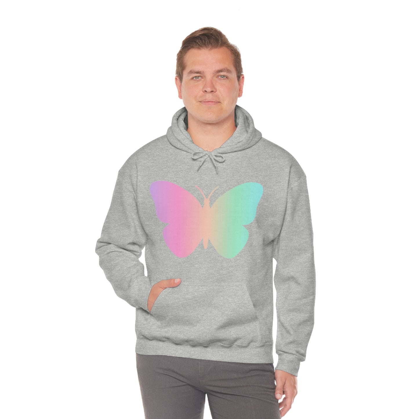 Butterfly Pink and Green Unisex Heavy Blend™ Hooded Sweatshirt