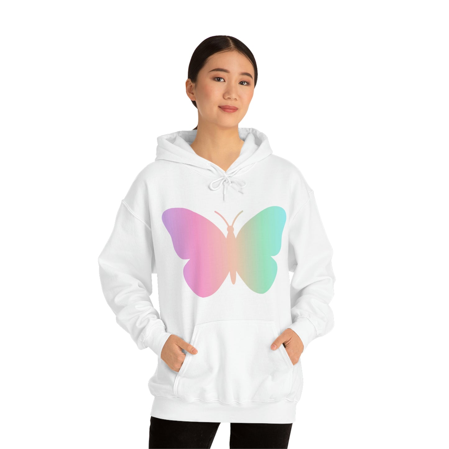 Butterfly Pink and Green Unisex Heavy Blend™ Hooded Sweatshirt