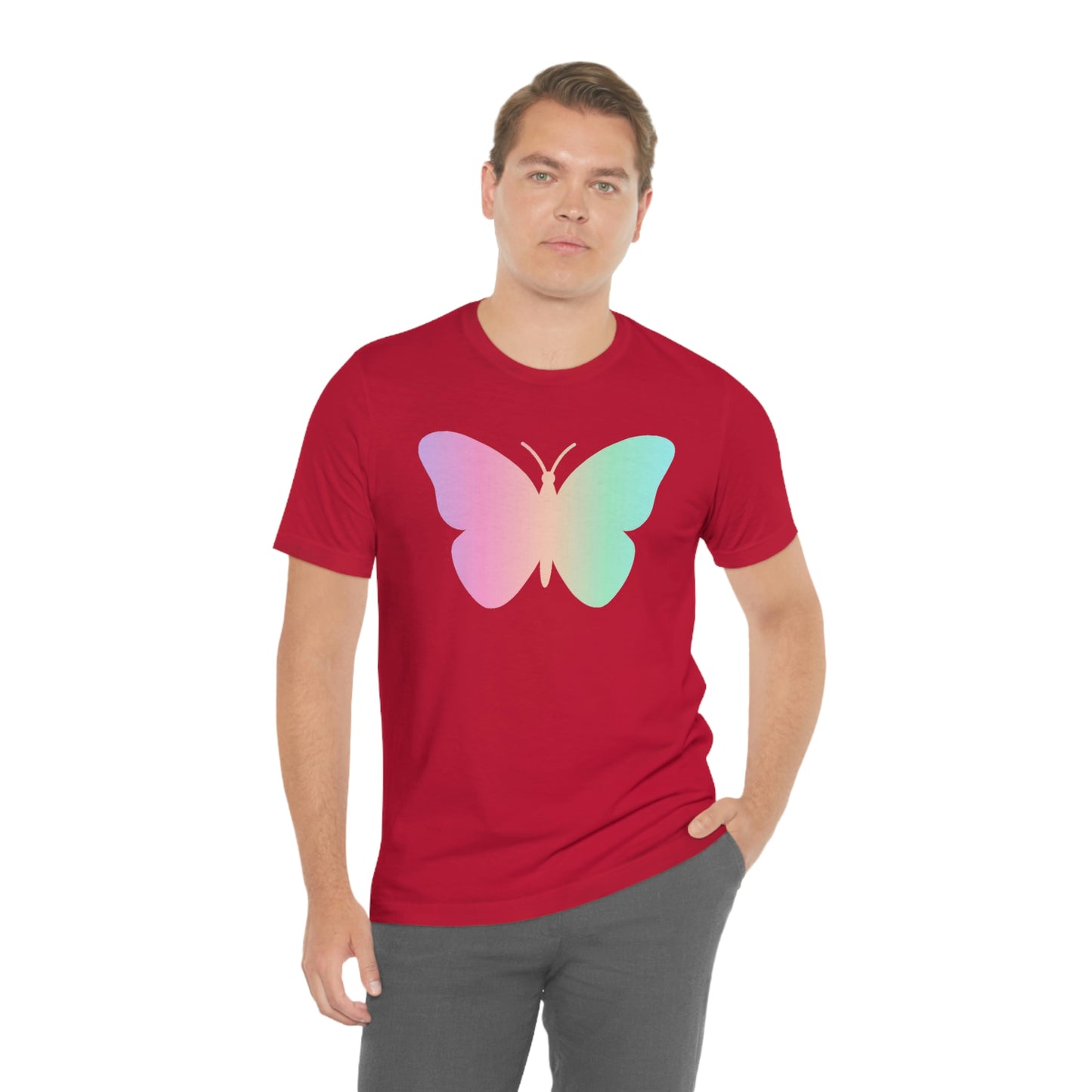 Butterfly Pink and Green Unisex Jersey Short Sleeve Tee