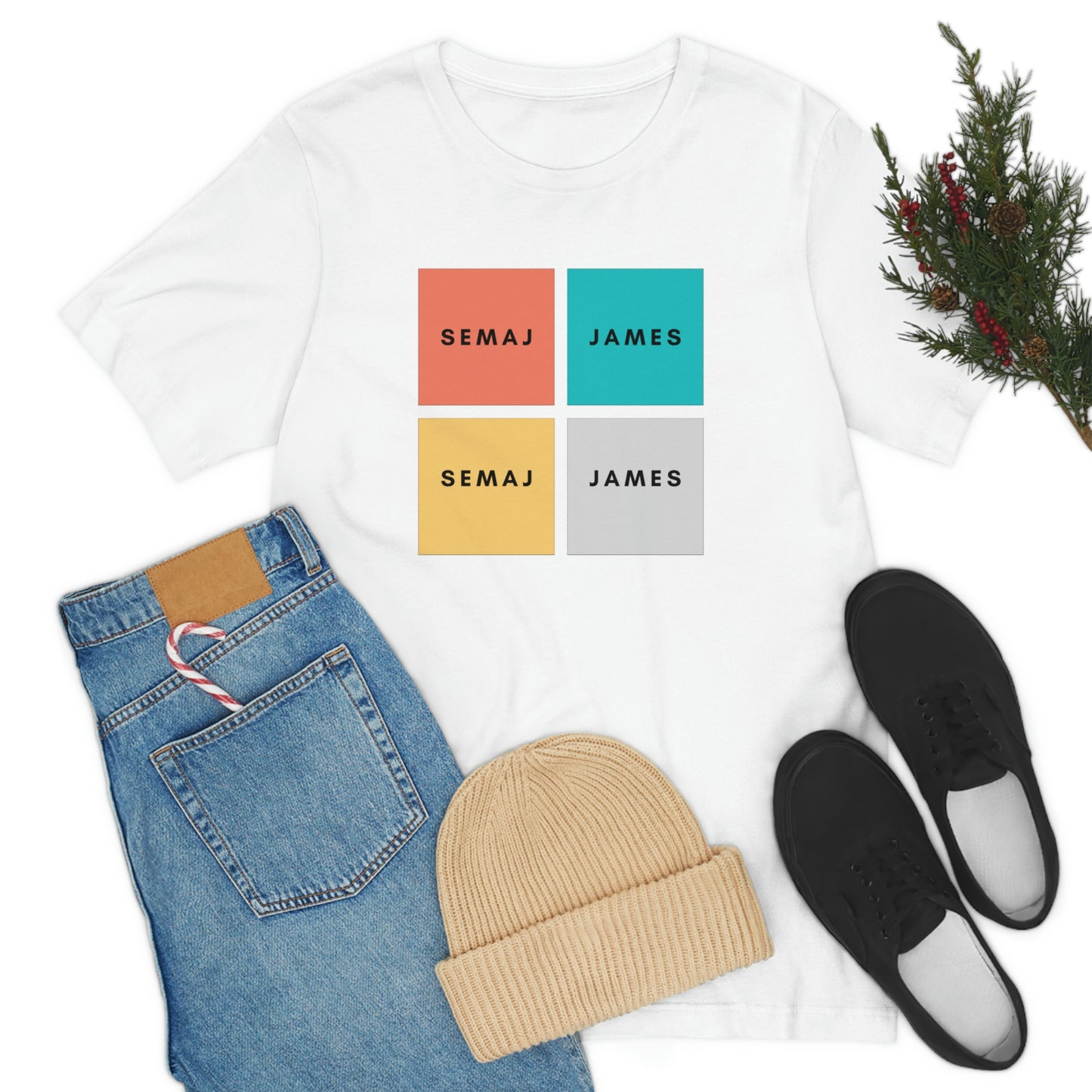 Colorful Square Semaj James Unisex Jersey Short Sleeve Tee