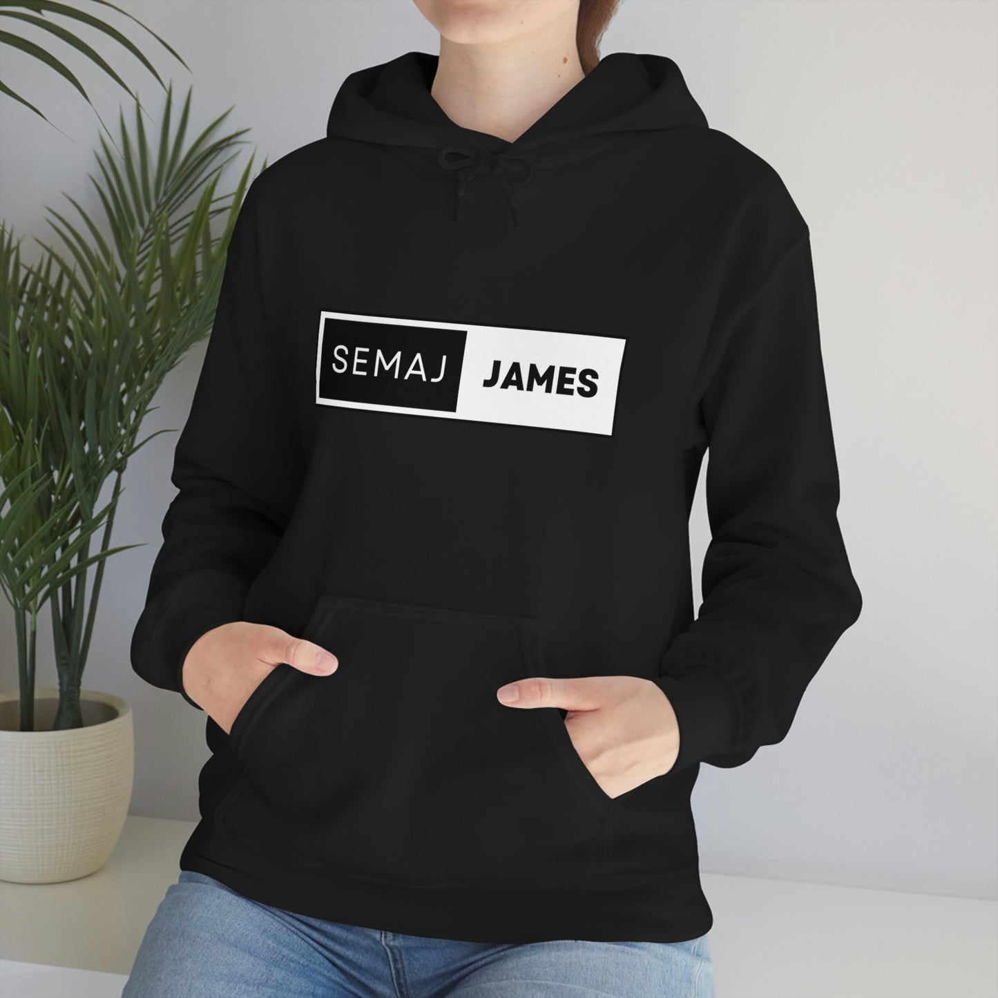 Semaj James Black & White Unisex Heavy Blend™ Hooded Sweatshirt