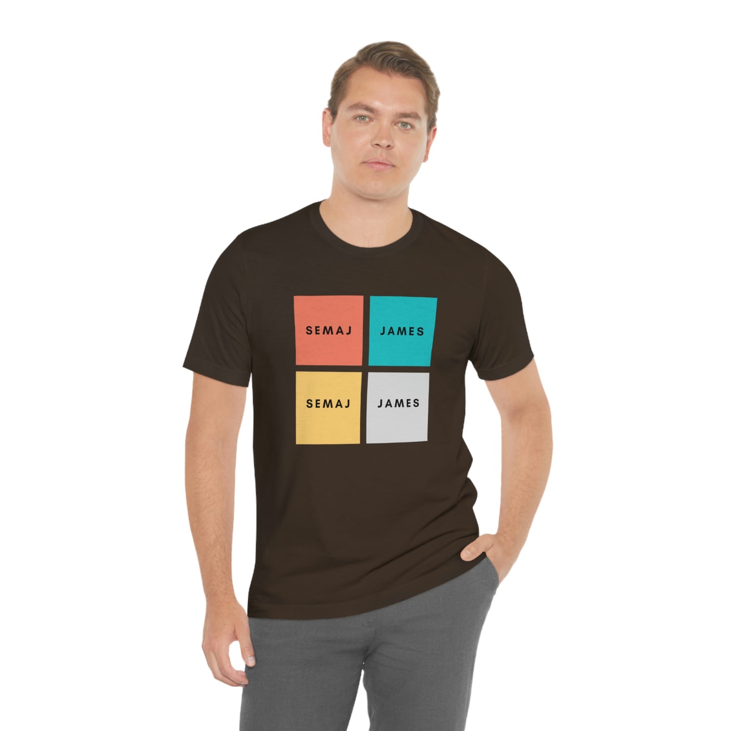 Colorful Square Semaj James Unisex Jersey Short Sleeve Tee