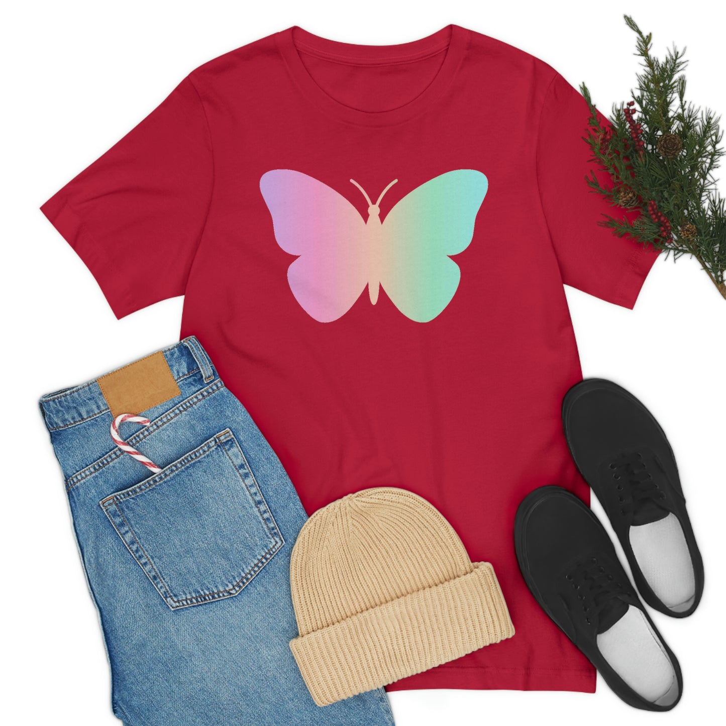 Butterfly Pink and Green Unisex Jersey Short Sleeve Tee