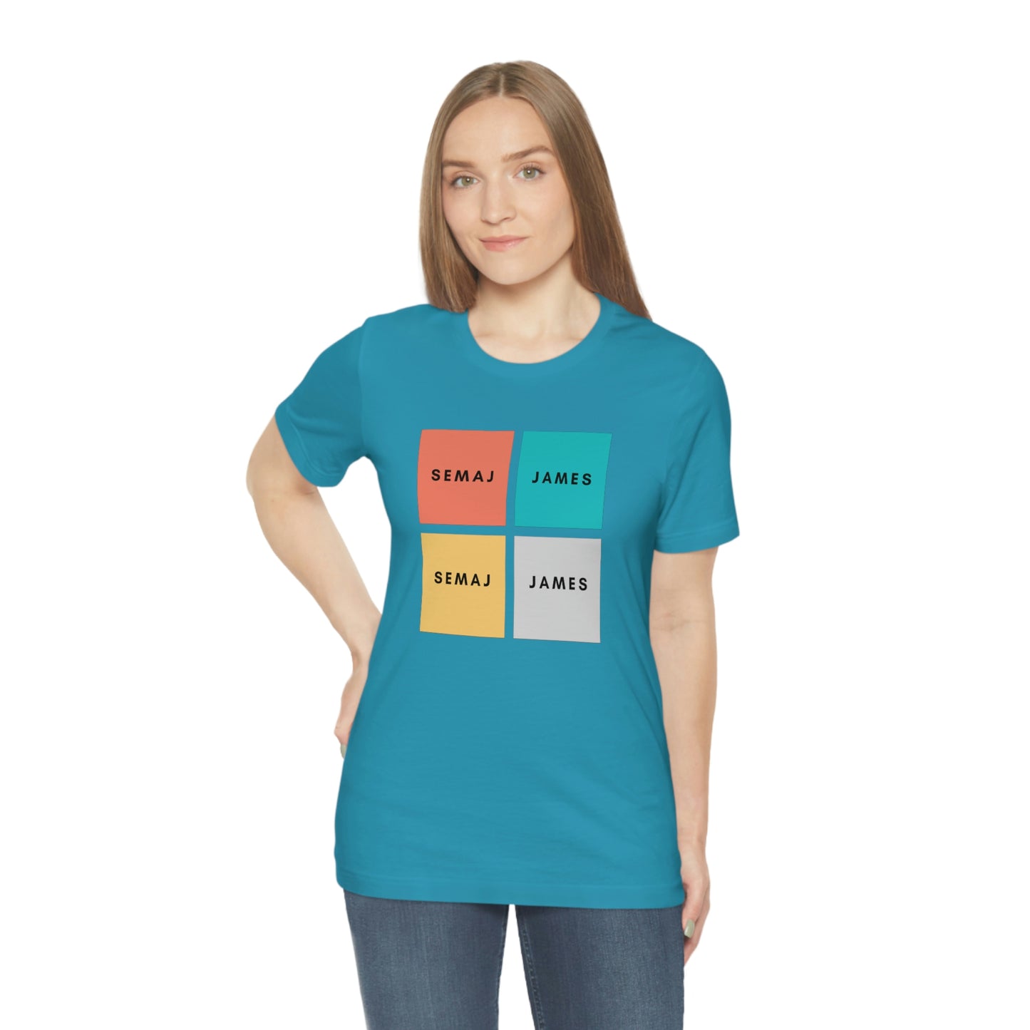 Colorful Square Semaj James Unisex Jersey Short Sleeve Tee