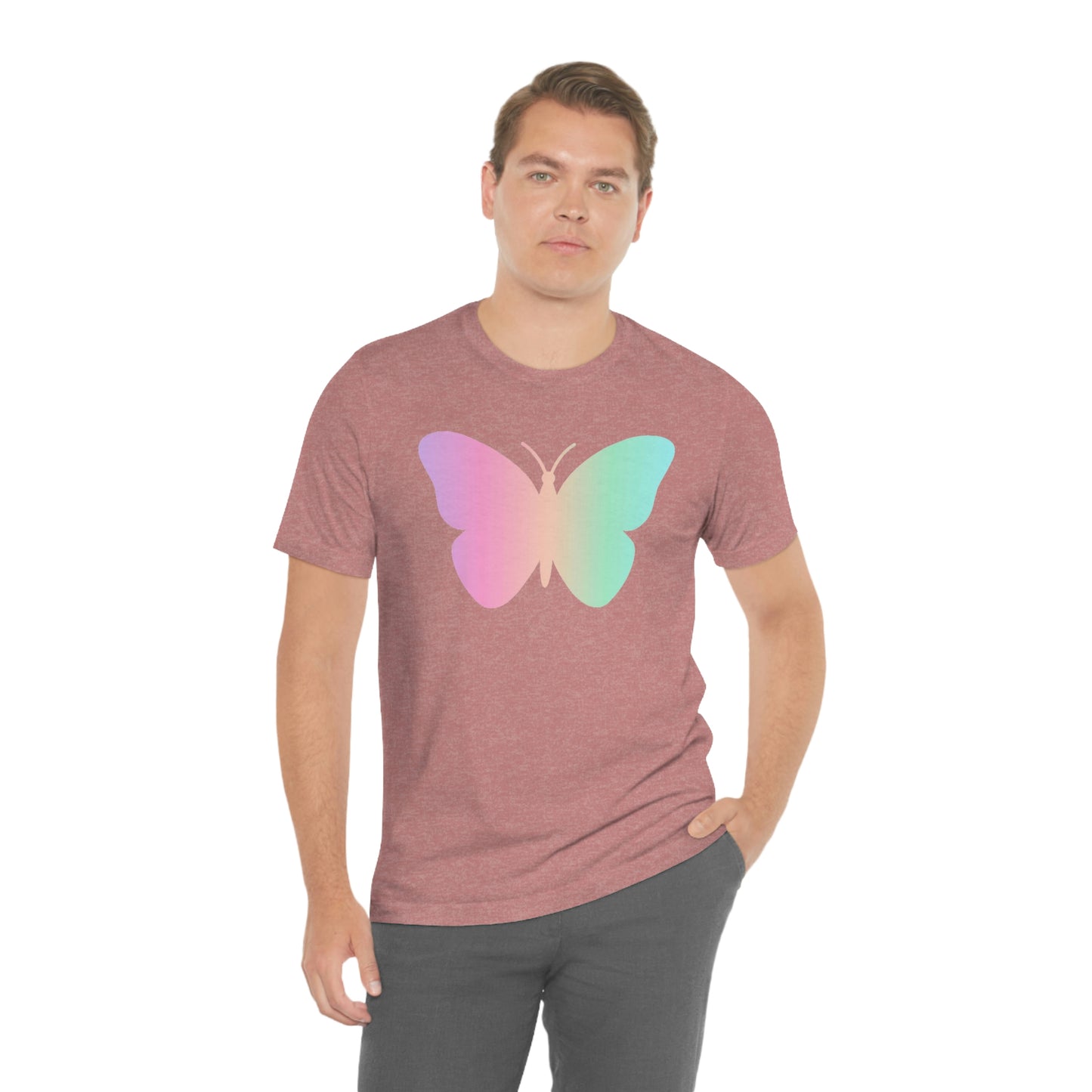 Butterfly Pink and Green Unisex Jersey Short Sleeve Tee