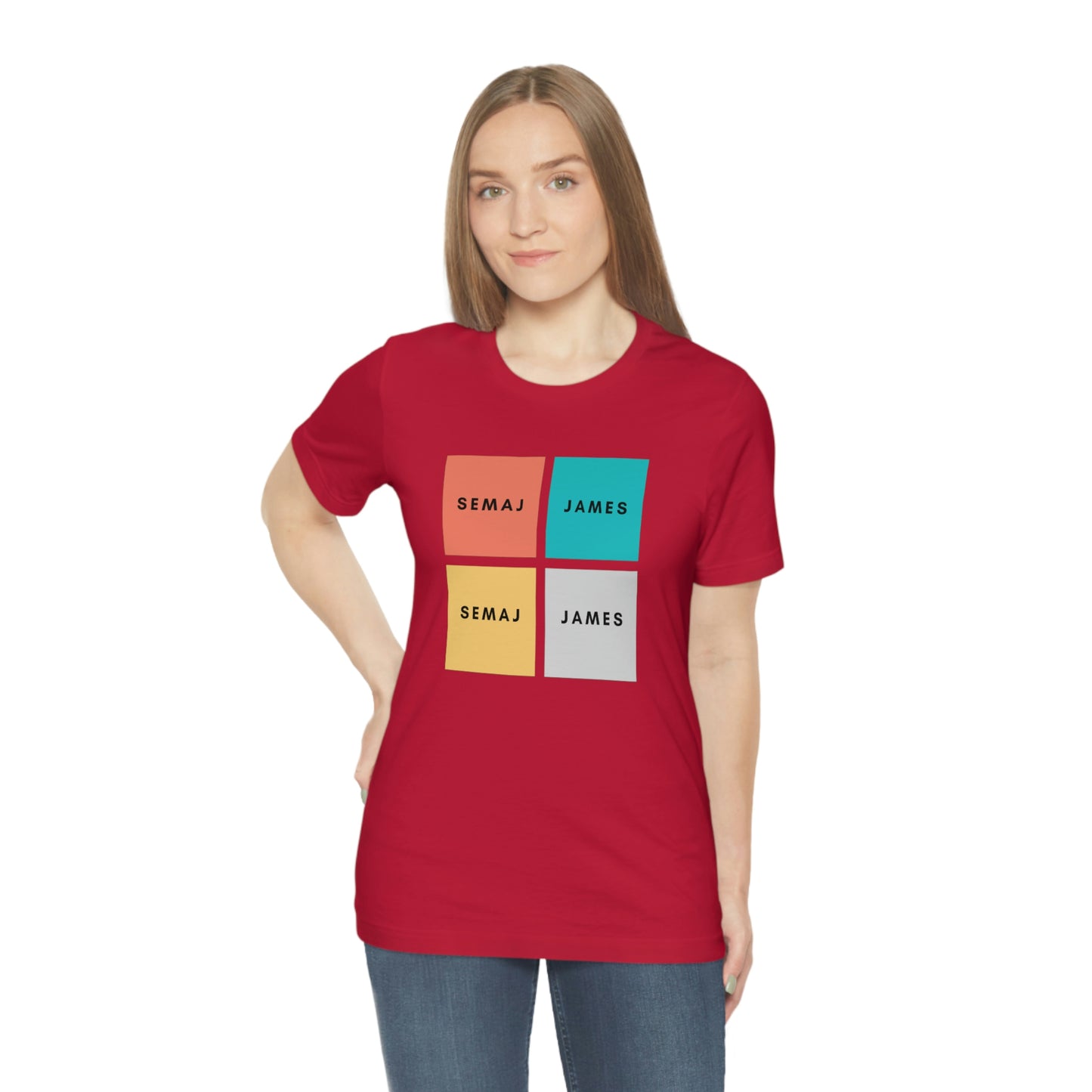 Colorful Square Semaj James Unisex Jersey Short Sleeve Tee