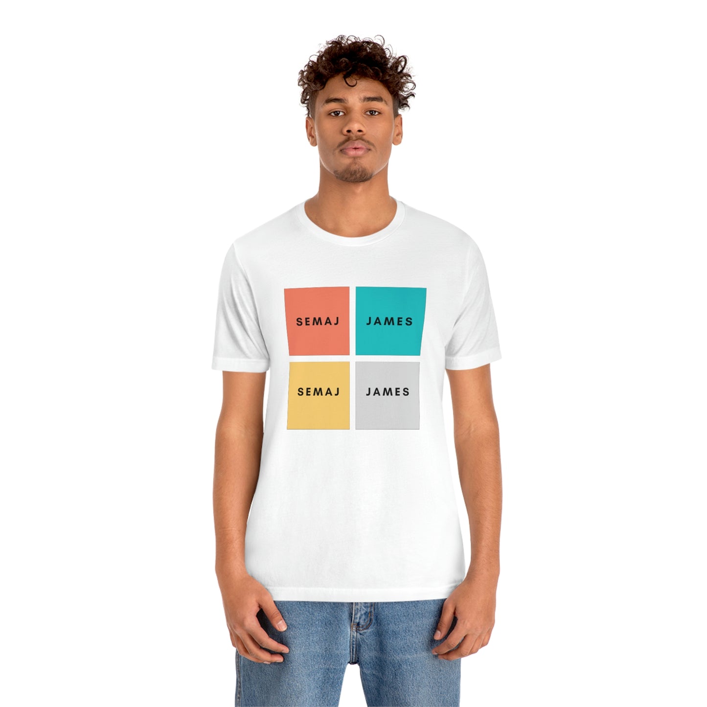 Colorful Square Semaj James Unisex Jersey Short Sleeve Tee