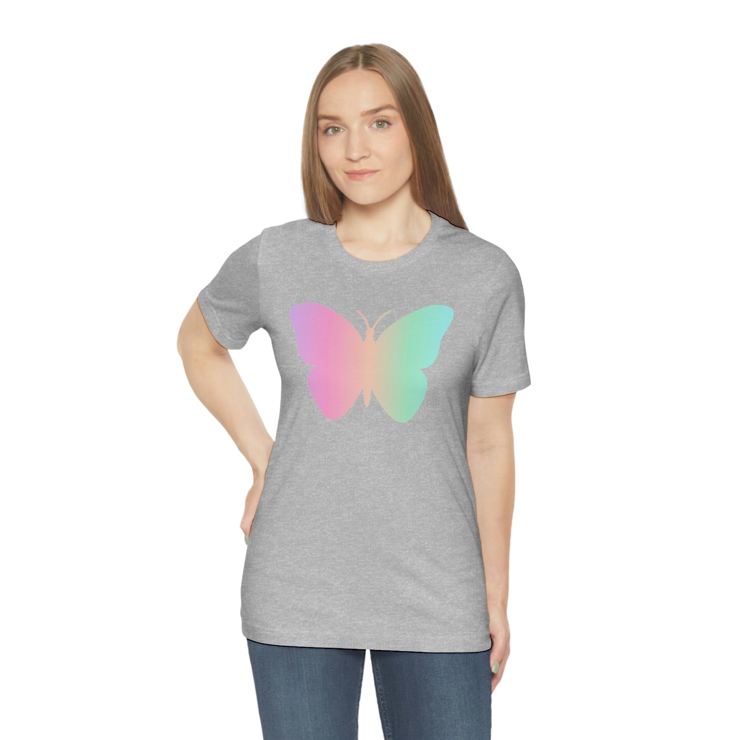 Butterfly Pink and Green Unisex Jersey Short Sleeve Tee