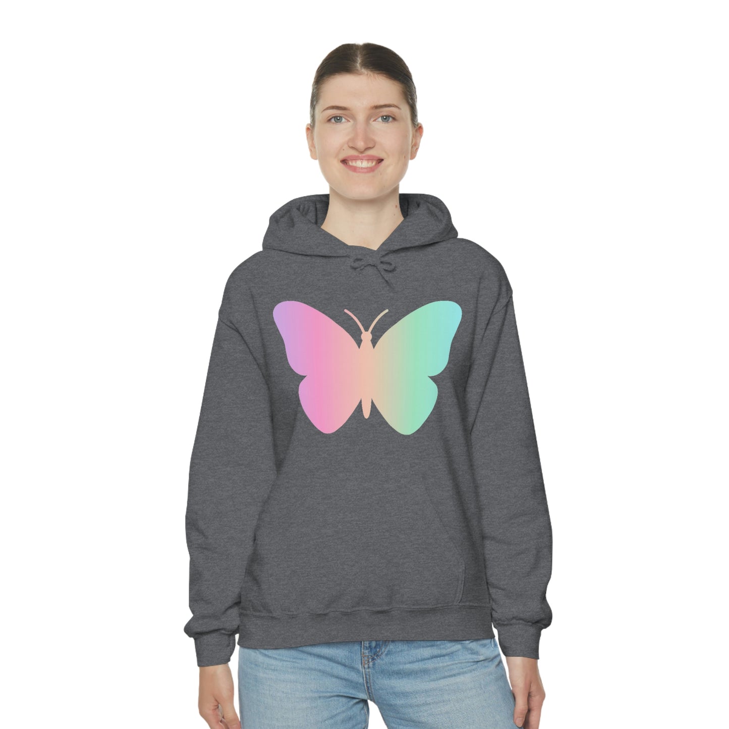 Butterfly Pink and Green Unisex Heavy Blend™ Hooded Sweatshirt