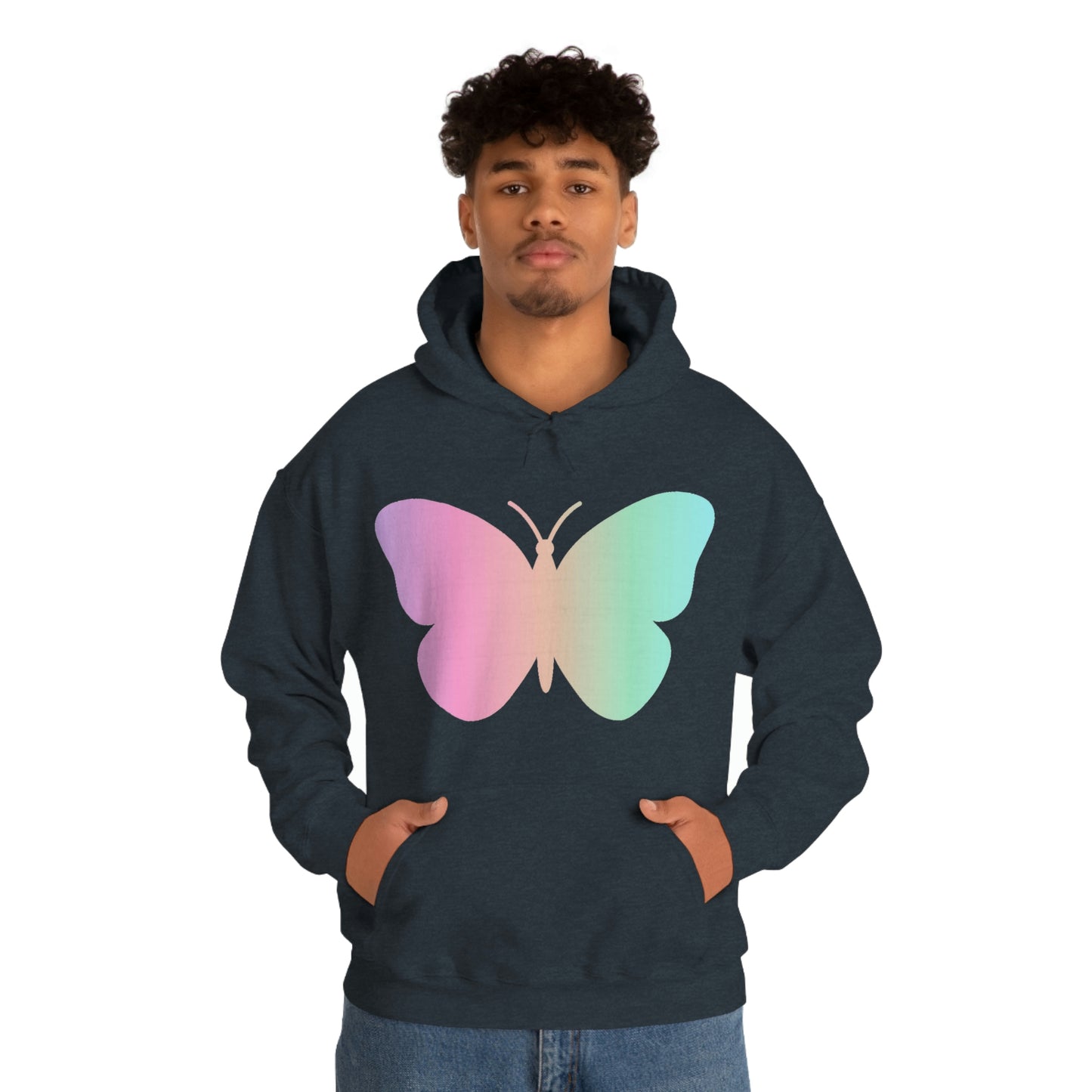 Butterfly Pink and Green Unisex Heavy Blend™ Hooded Sweatshirt