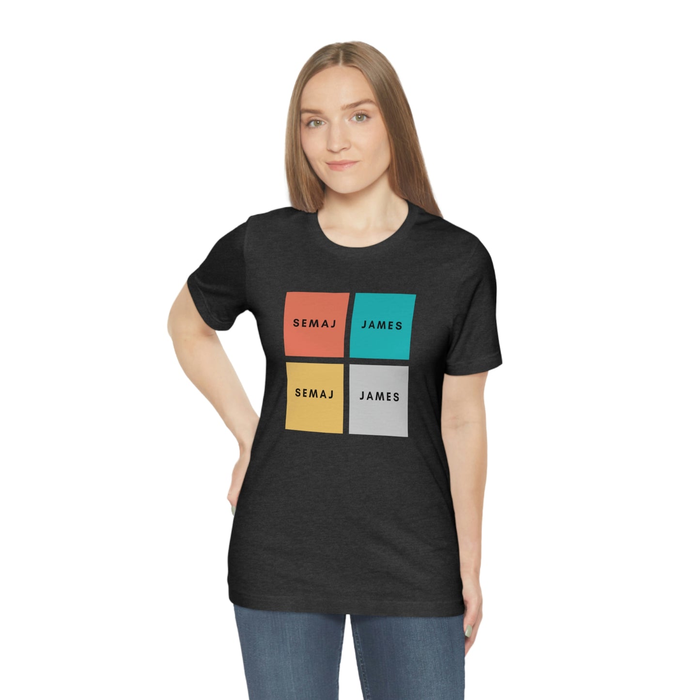 Colorful Square Semaj James Unisex Jersey Short Sleeve Tee