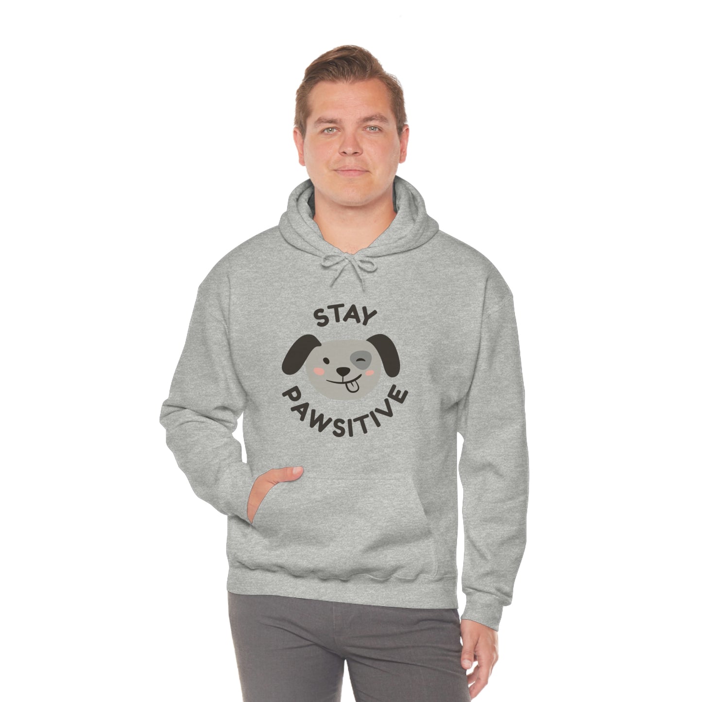 Stay Pawsitive Unisex Heavy Blend™ Hooded Sweatshirt