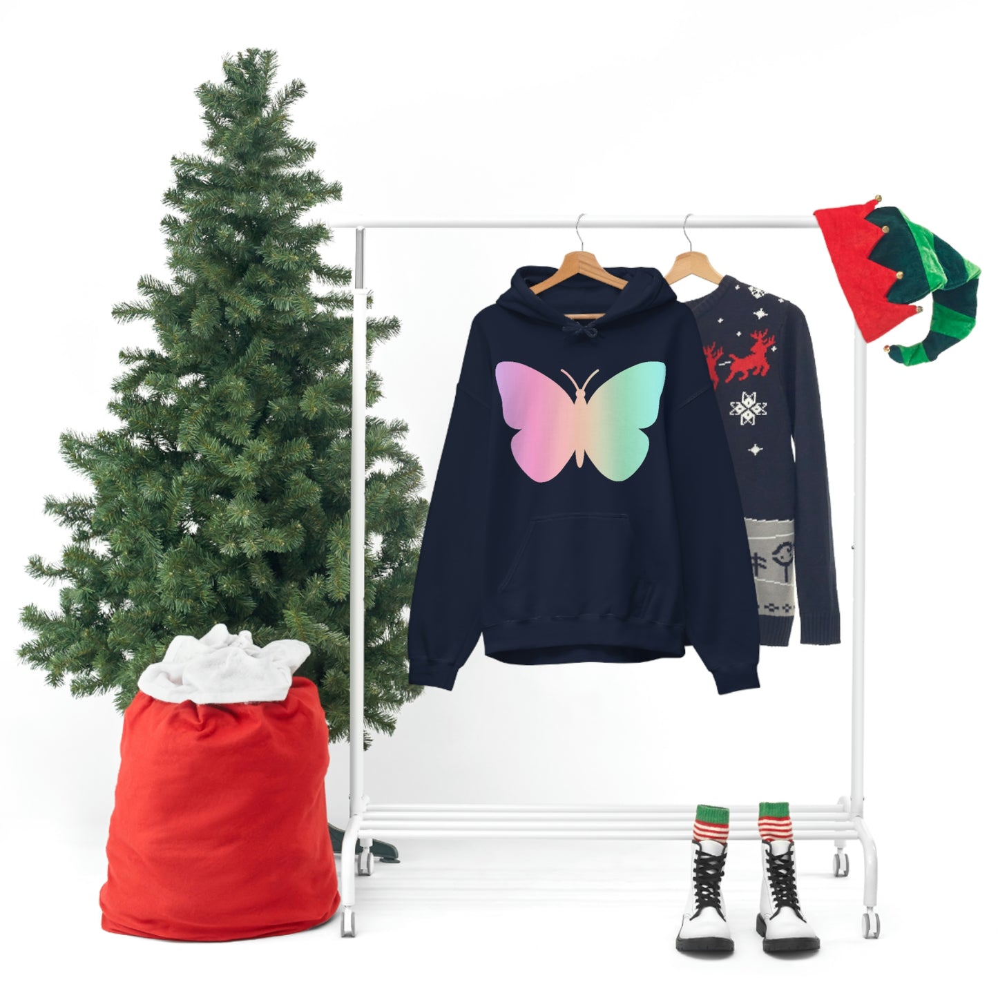 Butterfly Pink and Green Unisex Heavy Blend™ Hooded Sweatshirt