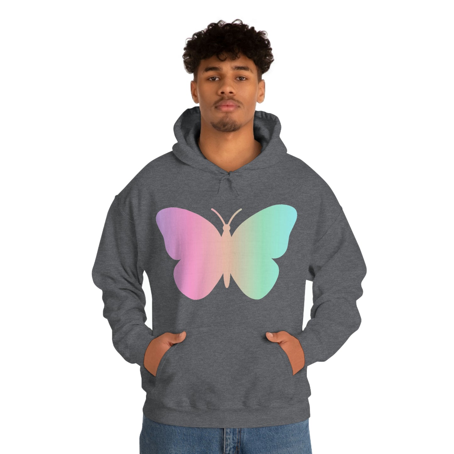 Butterfly Pink and Green Unisex Heavy Blend™ Hooded Sweatshirt