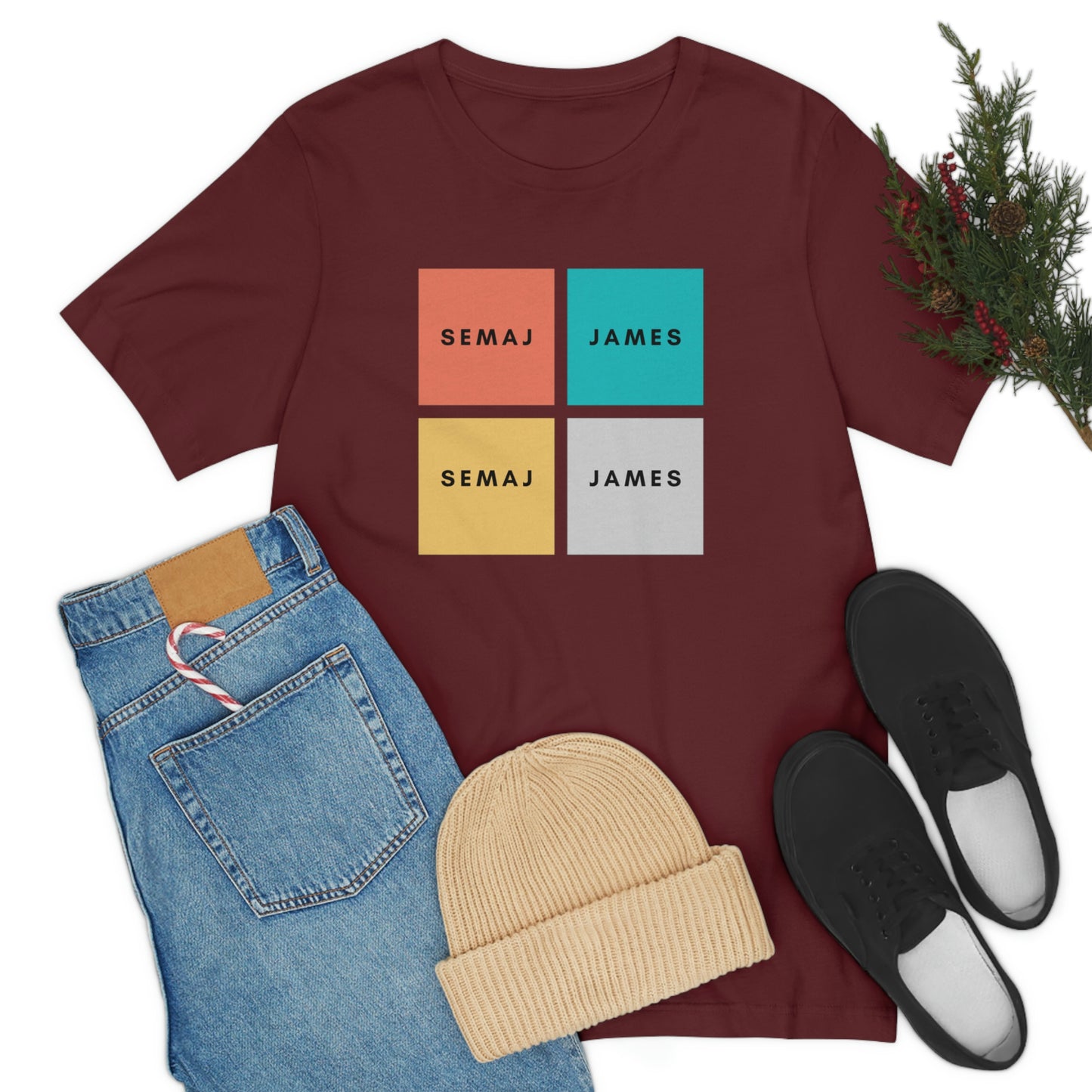 Colorful Square Semaj James Unisex Jersey Short Sleeve Tee