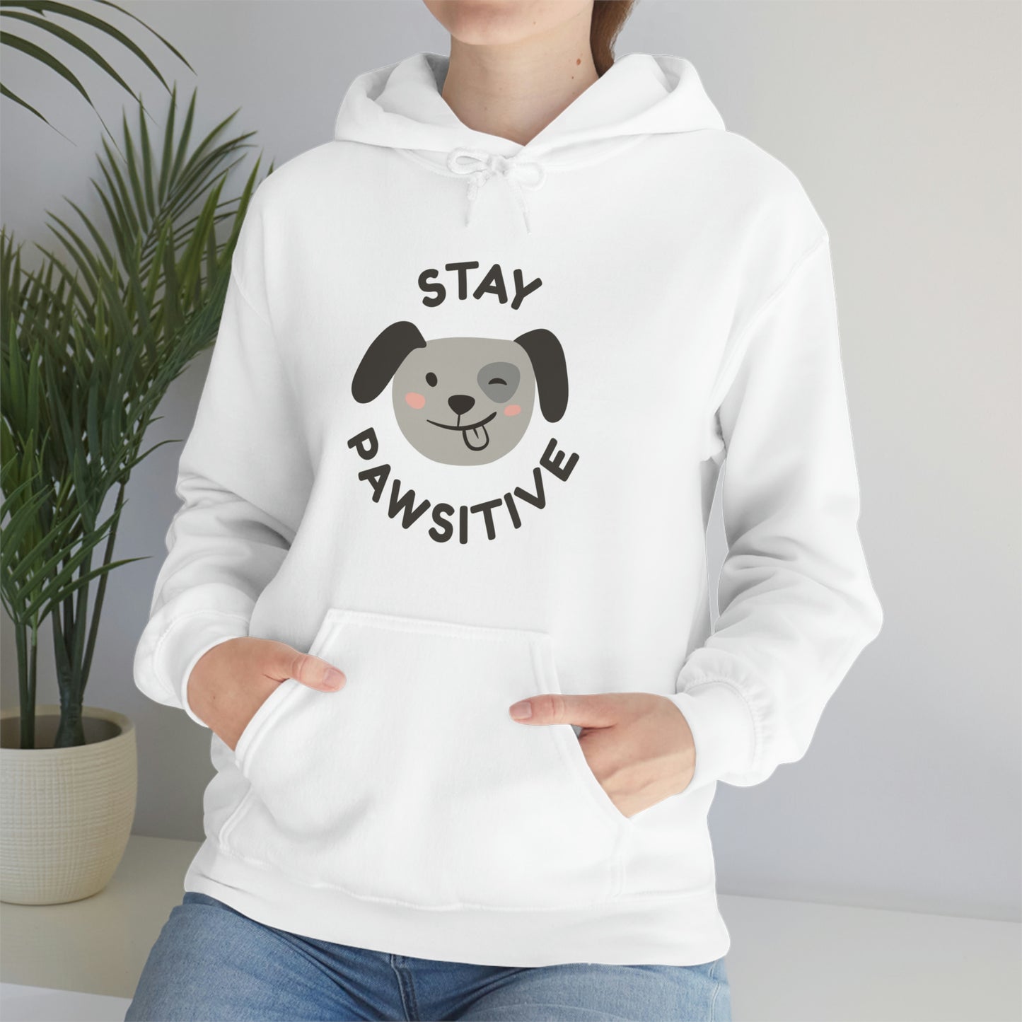 Stay Pawsitive Unisex Heavy Blend™ Hooded Sweatshirt