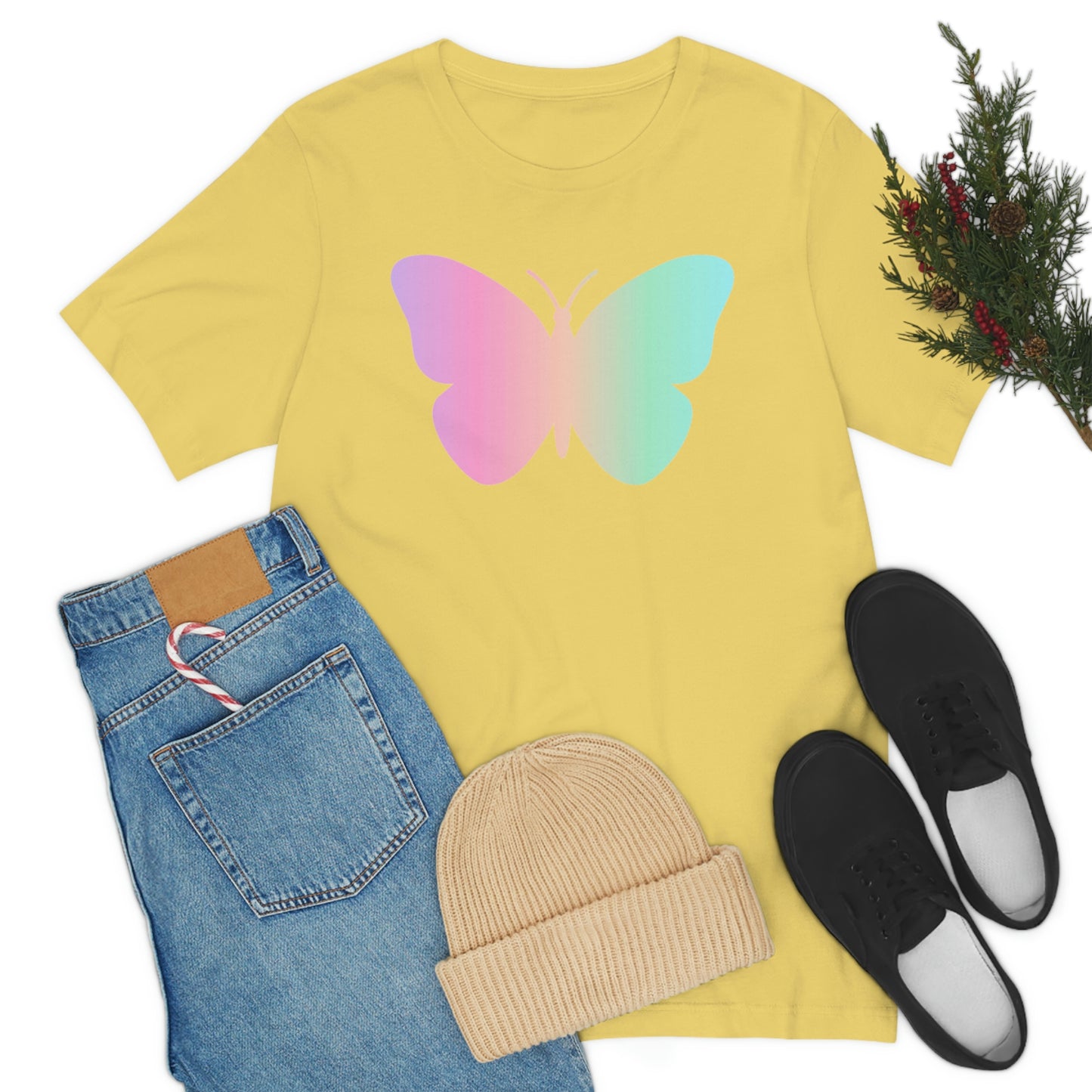 Butterfly Pink and Green Unisex Jersey Short Sleeve Tee