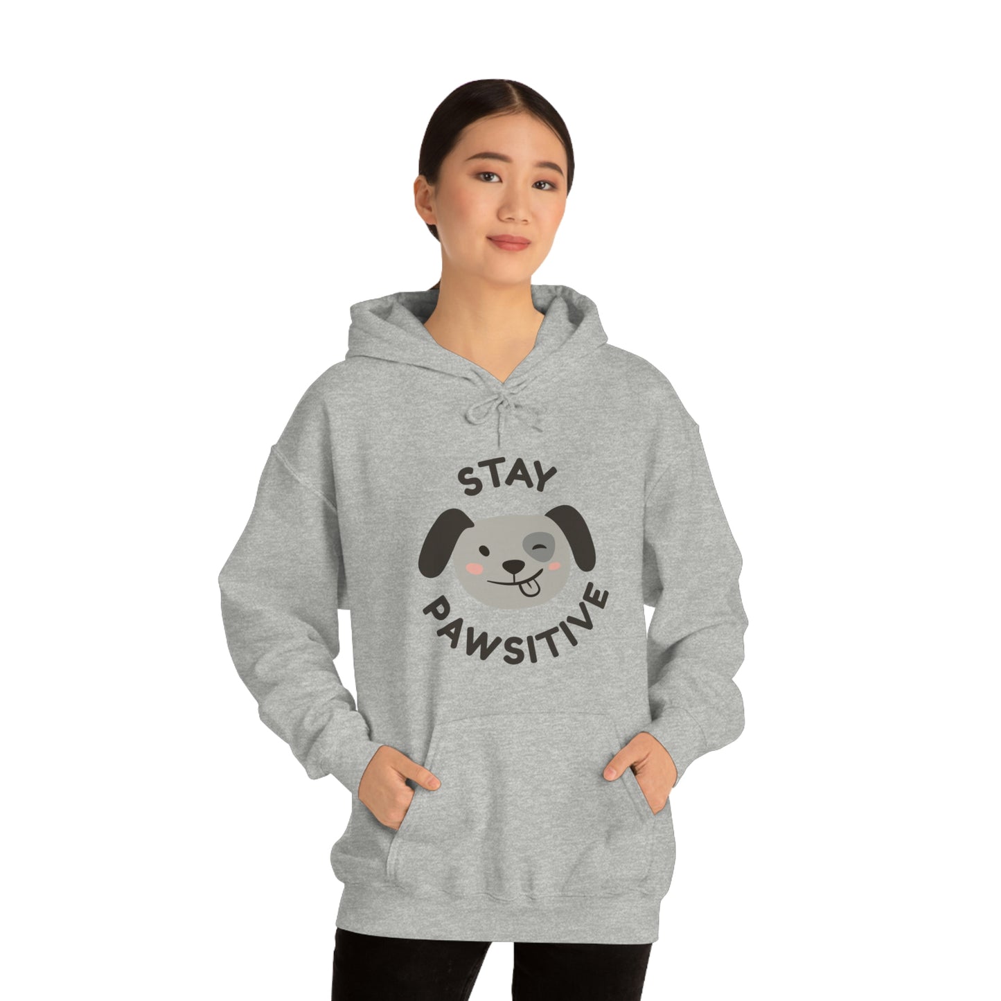 Stay Pawsitive Unisex Heavy Blend™ Hooded Sweatshirt