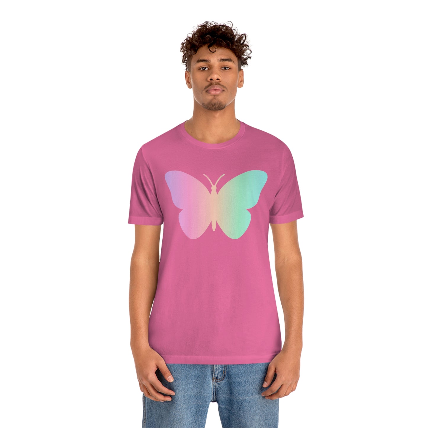 Butterfly Pink and Green Unisex Jersey Short Sleeve Tee