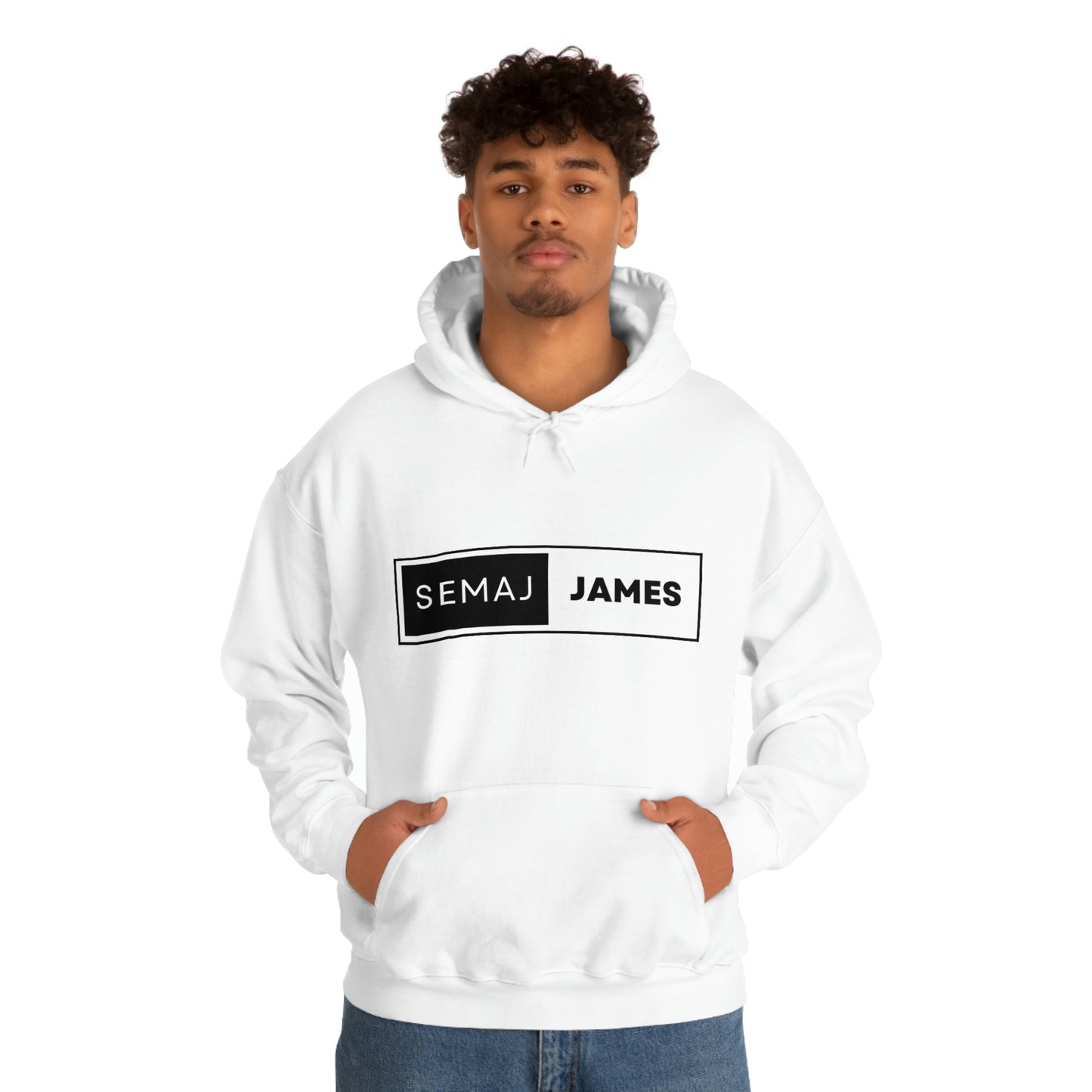 Semaj James Black & White Unisex Heavy Blend™ Hooded Sweatshirt