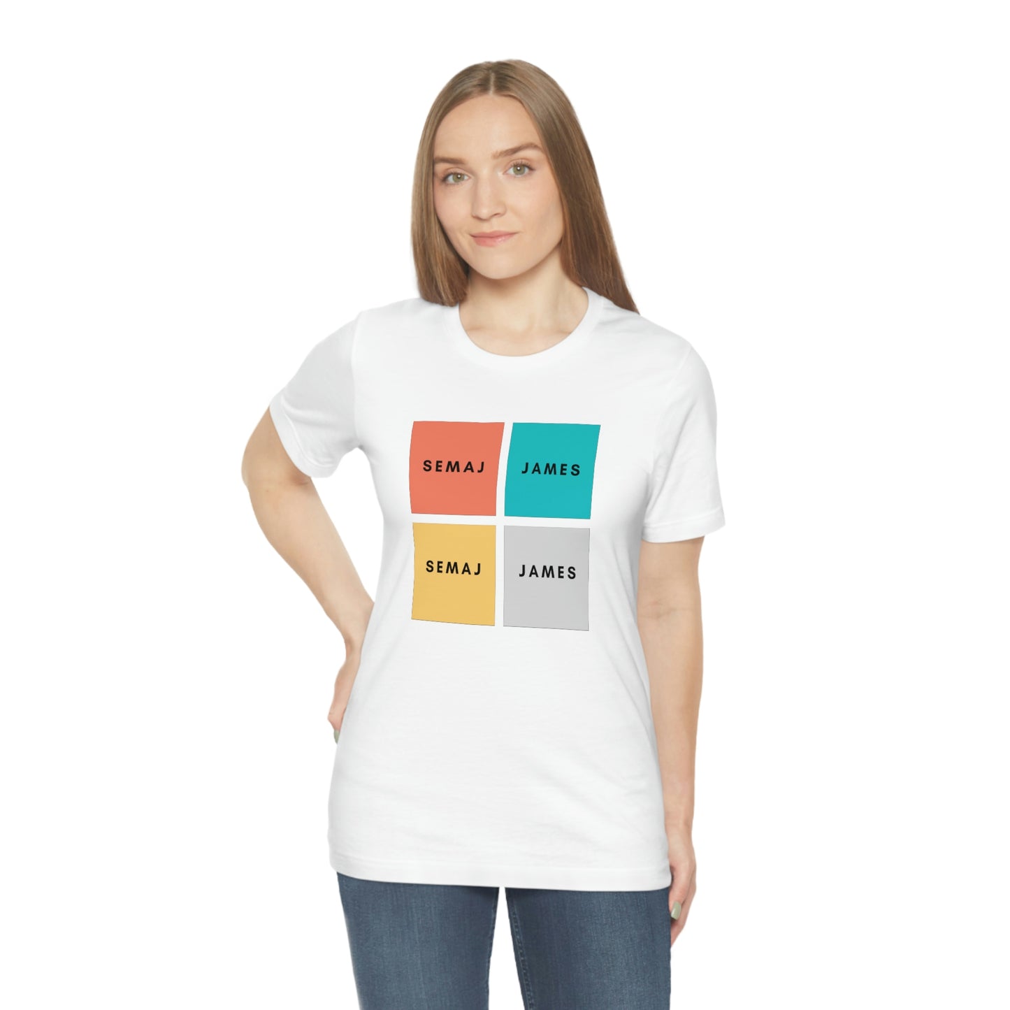 Colorful Square Semaj James Unisex Jersey Short Sleeve Tee