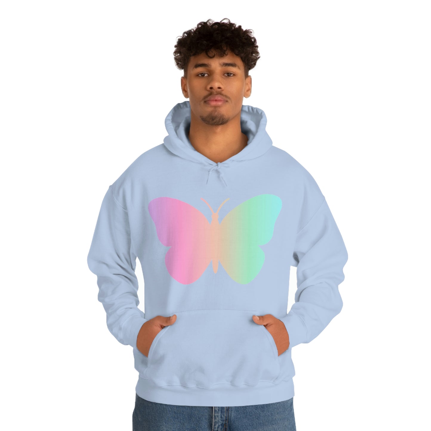 Butterfly Pink and Green Unisex Heavy Blend™ Hooded Sweatshirt