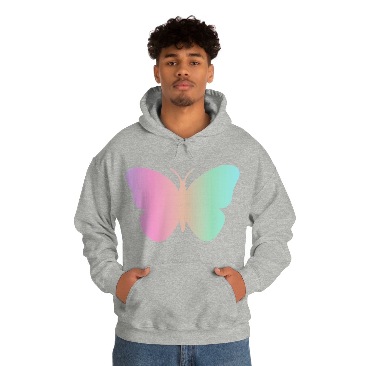 Butterfly Pink and Green Unisex Heavy Blend™ Hooded Sweatshirt