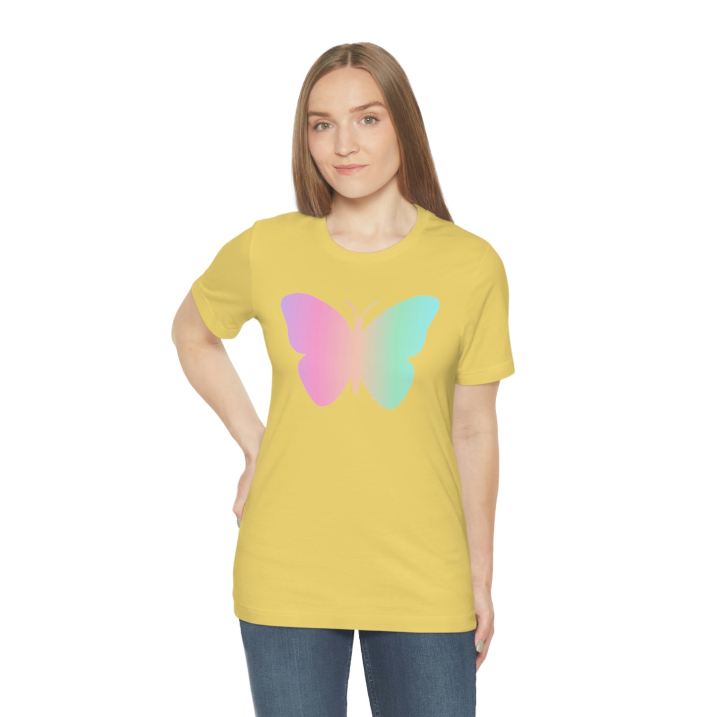 Butterfly Pink and Green Unisex Jersey Short Sleeve Tee