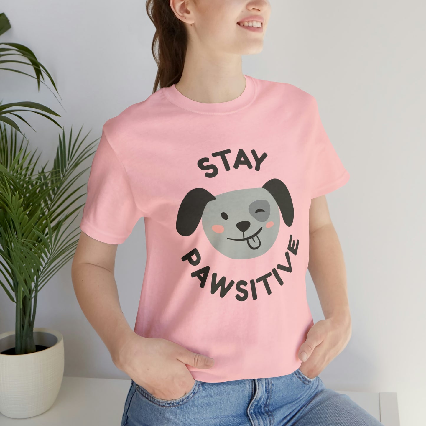 Stay Pawsitive Unisex Jersey Short Sleeve Tee