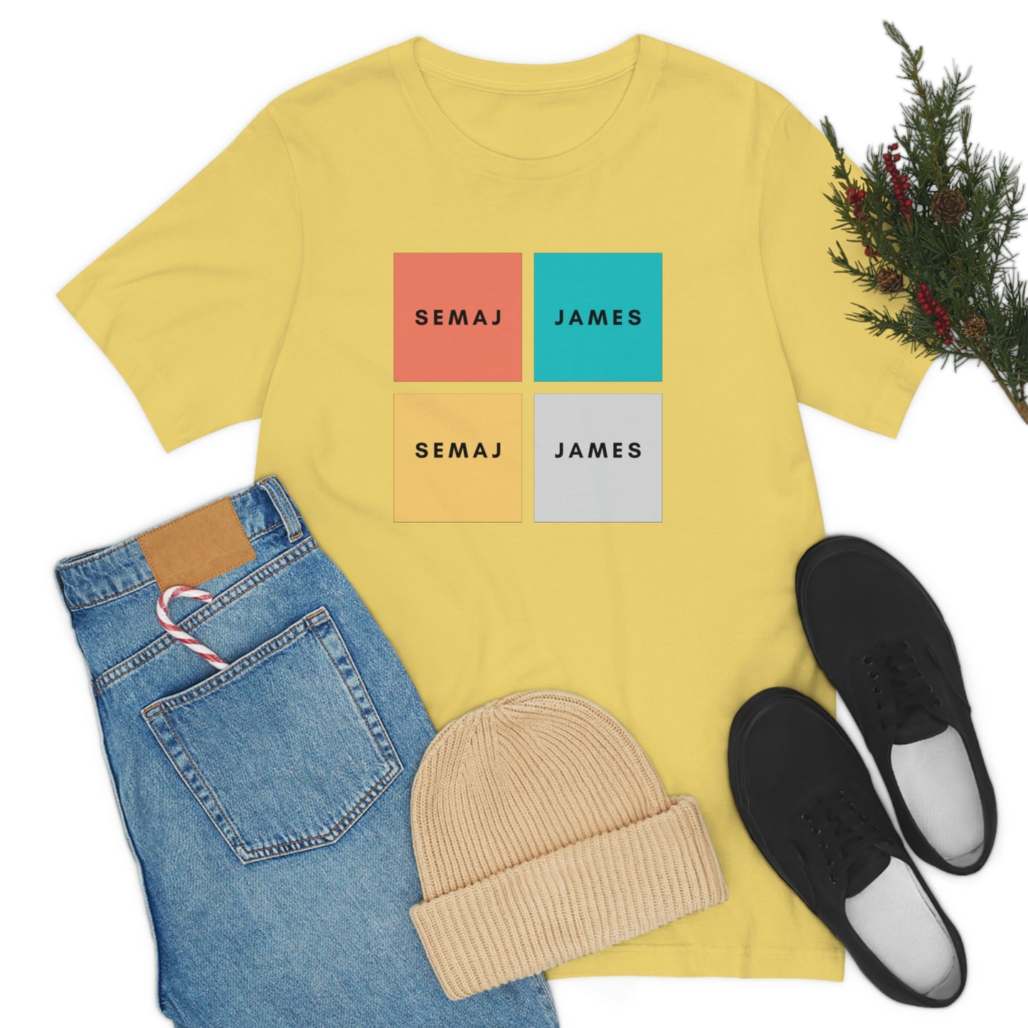 Colorful Square Semaj James Unisex Jersey Short Sleeve Tee