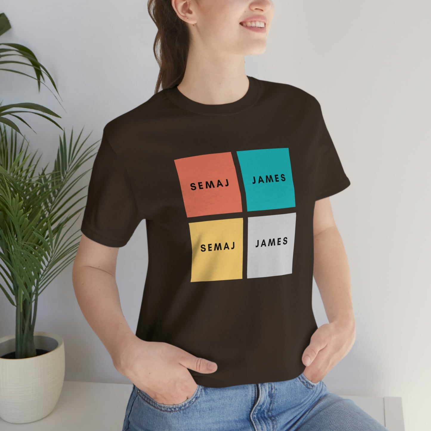 Colorful Square Semaj James Unisex Jersey Short Sleeve Tee