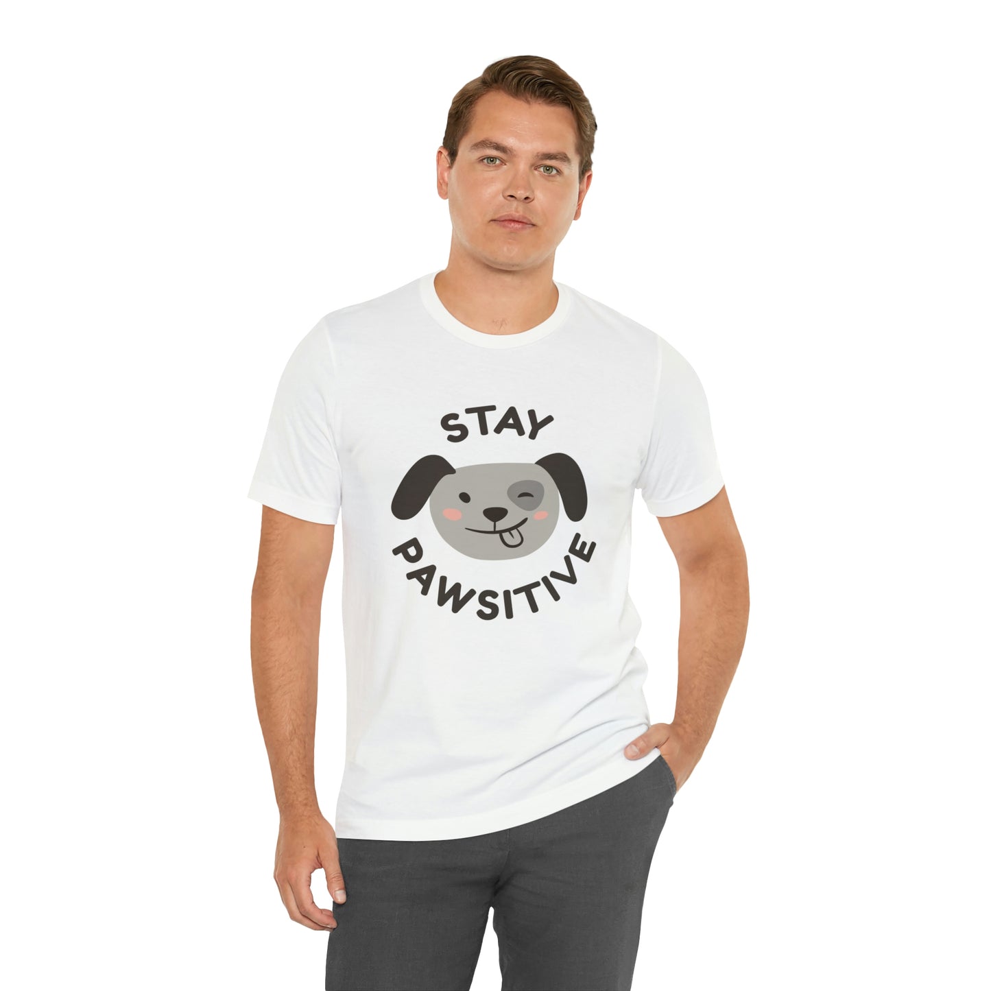 Stay Pawsitive Unisex Jersey Short Sleeve Tee