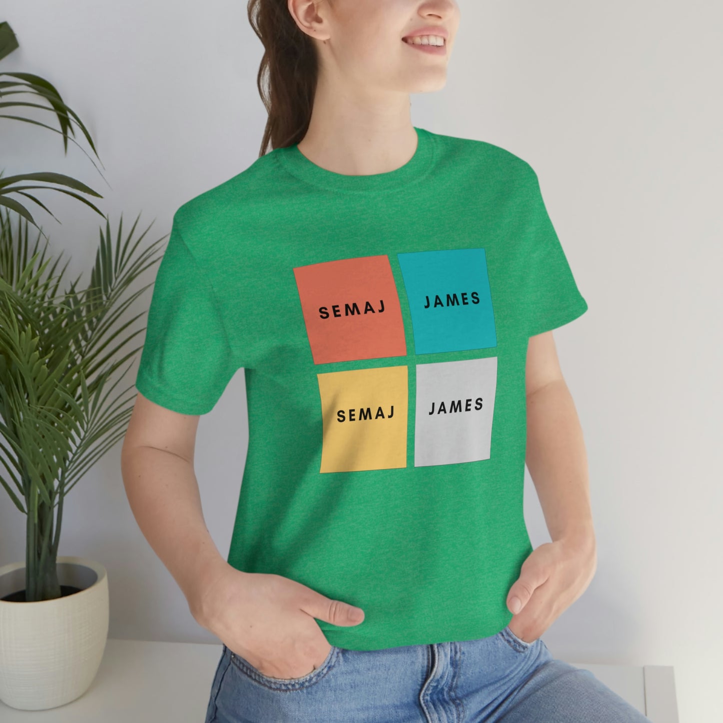 Colorful Square Semaj James Unisex Jersey Short Sleeve Tee