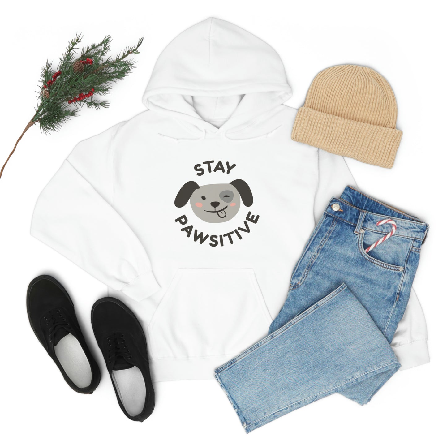 Stay Pawsitive Unisex Heavy Blend™ Hooded Sweatshirt