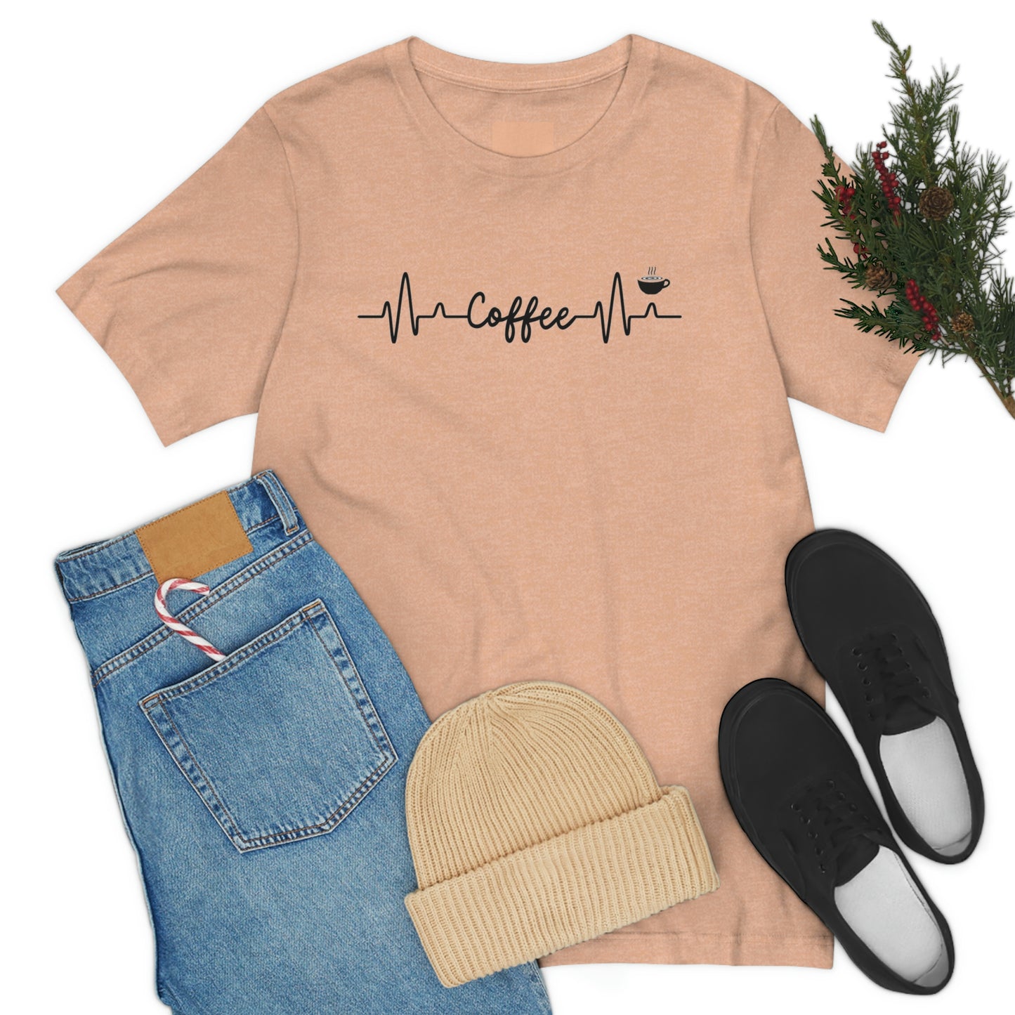 Coffee Heartbeat Unisex Jersey Short Sleeve Tee