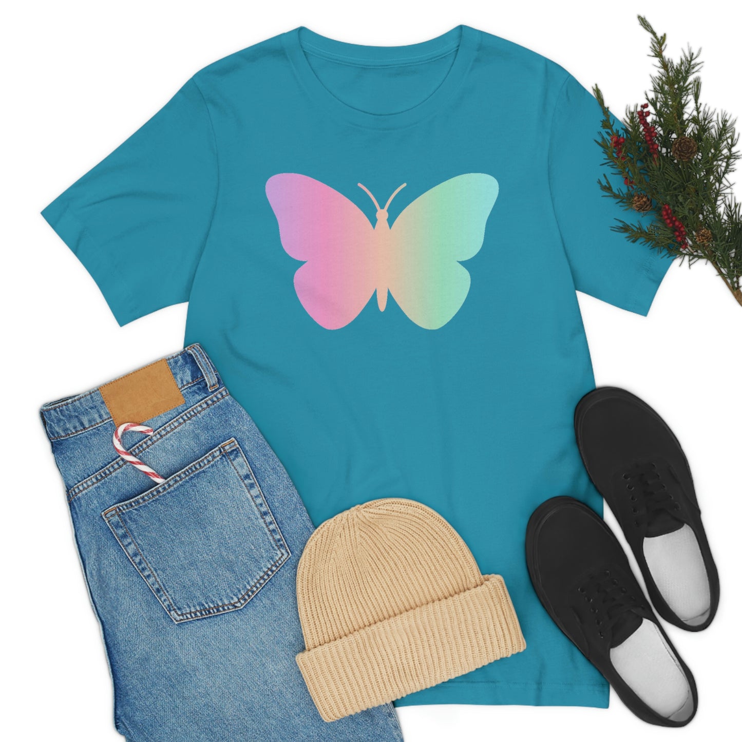 Butterfly Pink and Green Unisex Jersey Short Sleeve Tee