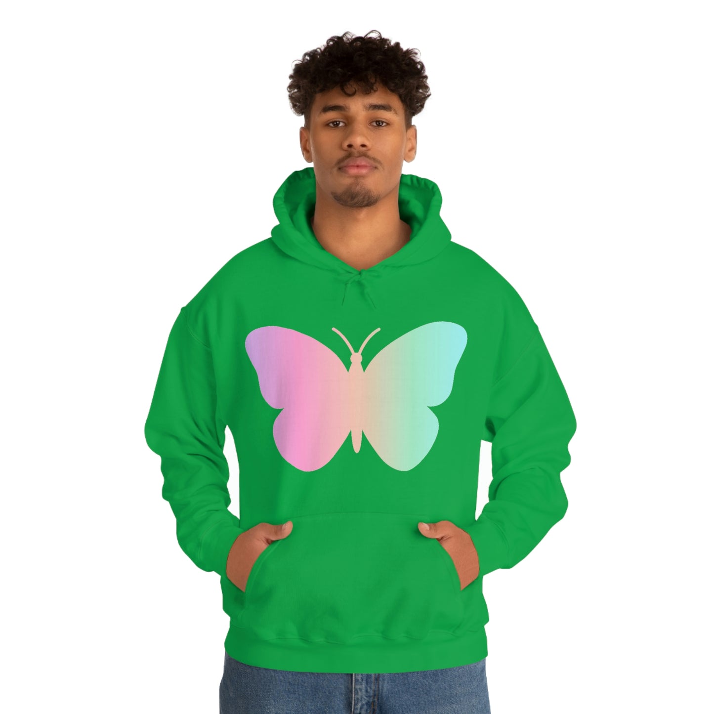 Butterfly Pink and Green Unisex Heavy Blend™ Hooded Sweatshirt