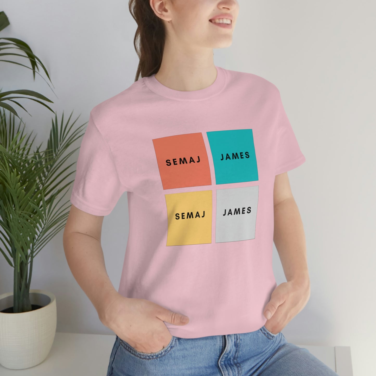 Colorful Square Semaj James Unisex Jersey Short Sleeve Tee